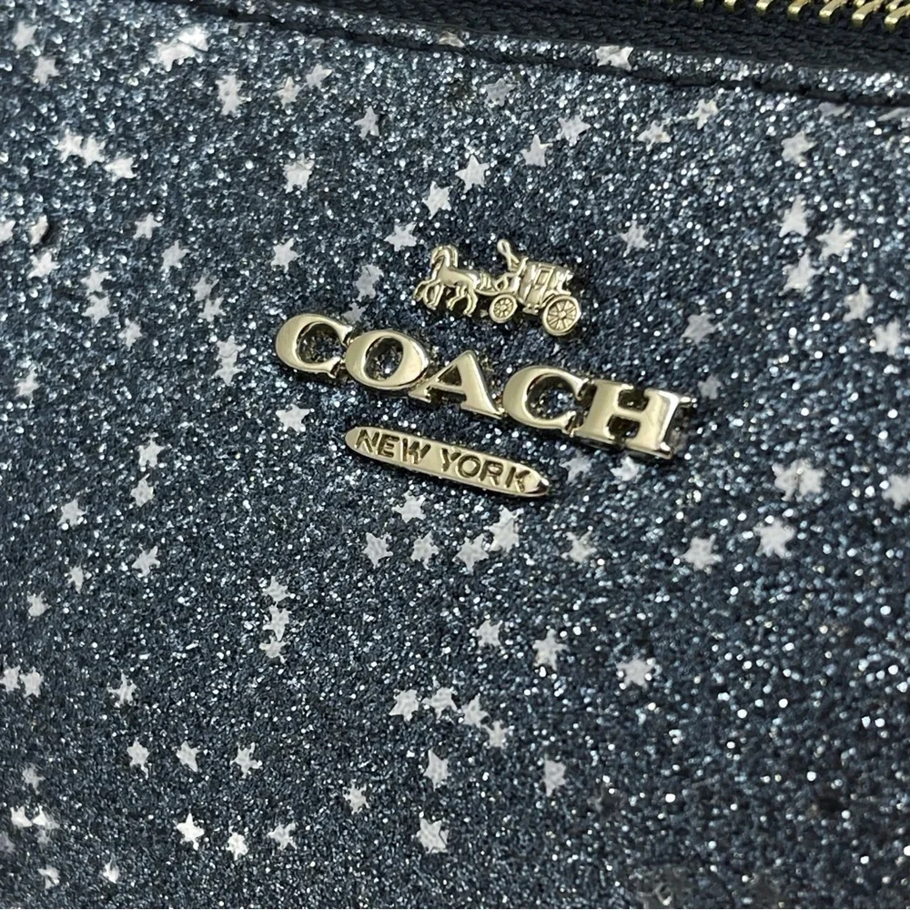 Coach Top Handle Pouch With Star Glitter Crossgrain Leather Bag Crossbody - Picture 5 of 12